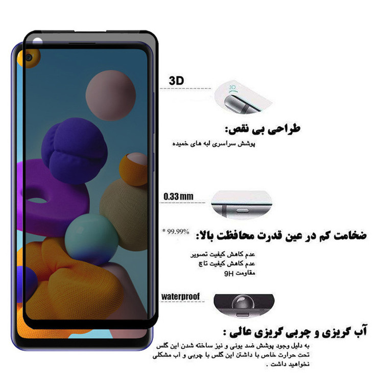 محافظ صفحه نمایش حریم شخصی وایت ولف مدل WGP2 مناسب برای گوشی موبایل سامسونگ Galaxy A21
