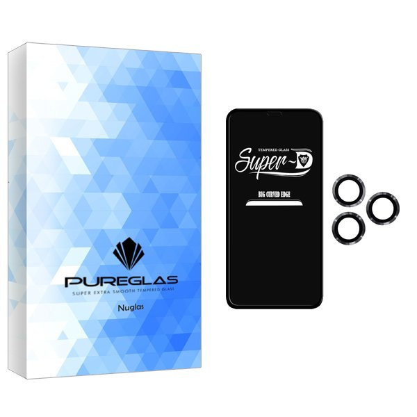 محافظ صفحه نمایش پیور گلس مدل NueGlas SuperD مناسب برای گوشی موبایل اپل iPhone 11 Pro به همراه محافظ لنز گوشی