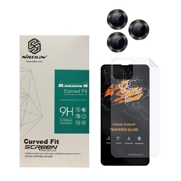 محافظ صفحه نمایش  مدل 2ASN مناسب برای گوشی موبایل اپل iPhone 11 Pro max به همراه محافظ پشت گوشی و محافظ لنز دوربین