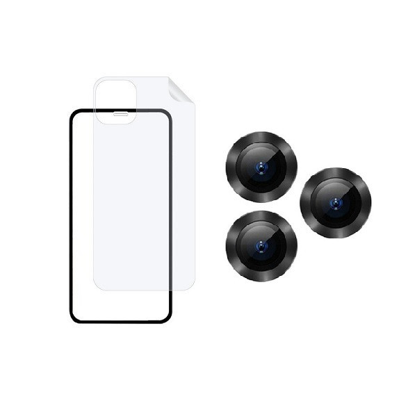 محافظ صفحه نمایش مدل 2FN مناسب برای گوشی موبایل اپل iPhone 11 pro max به همراه محافظ پشت گوشی و محافظ لنز دوربین