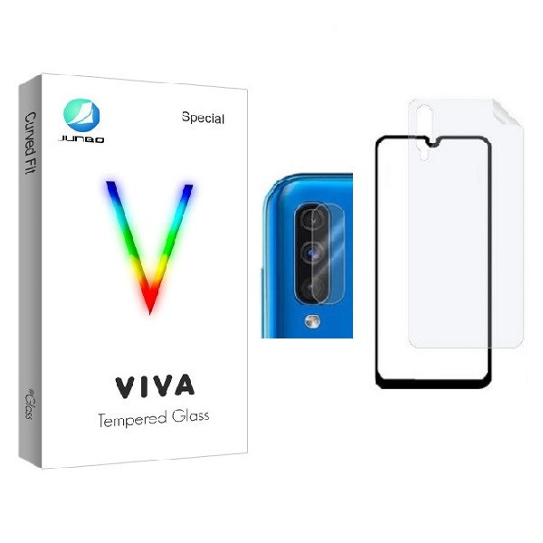 محافظ صفحه نمایش جانبو مدل FUL مناسب برای گوشی موبایل سامسونگ Galaxy A70 به همراه محافظ پشت گوشی و محافظ لنز دوربین