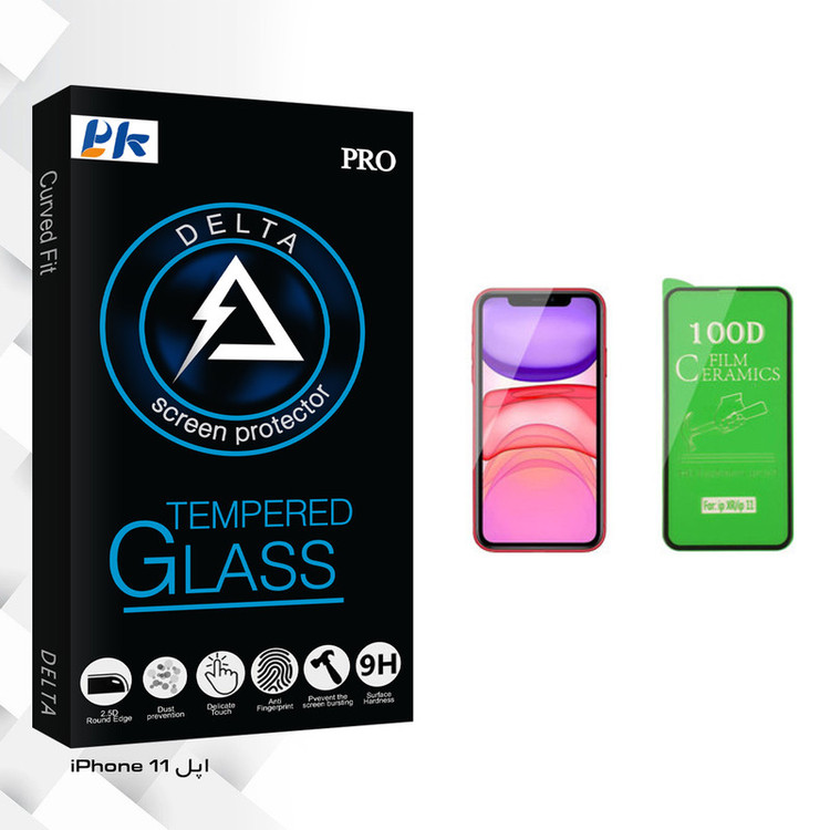 محافظ صفحه نمایش سرامیکی پی کی مدل Delta Glass مناسب برای گوشی موبایل اپل iPhone 11