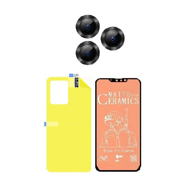محافظ صفحه نمایش سرامیکی مات اسپایدر مدل 2CRN مناسب برای گوشی موبایل اپل iPhone 13 pro max به همراه محافظ پشت گوشی و محافظ لنز دوربین