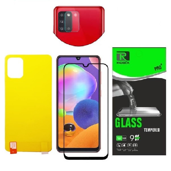 محافظ صفحه نمایش روبیکس مدل FL-A32 مناسب برای گوشی موبایل سامسونگ Galaxy A32 به همراه محافظ پشت گوشی و محافظ لنز دوربین