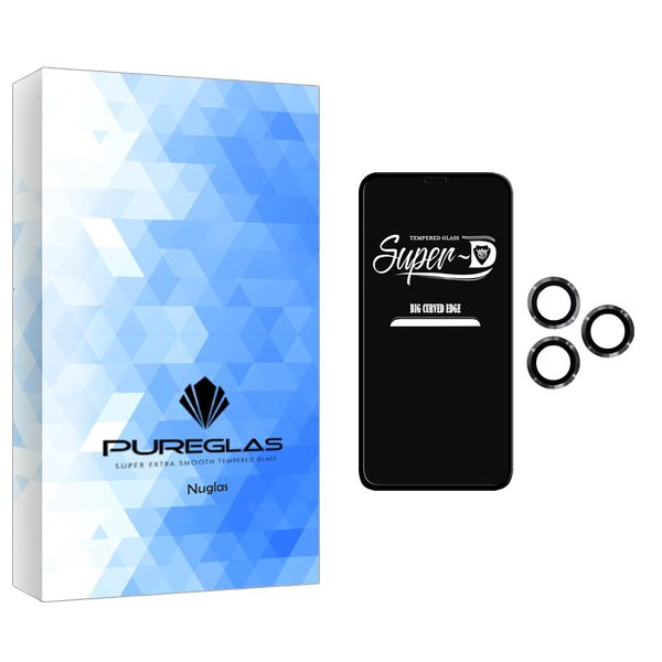 محافظ صفحه نمایش پیور گلس مدل NueGlas SuperD مناسب برای گوشی موبایل اپل iPhone 11 Pro Max  به همراه محافظ لنز گوشی