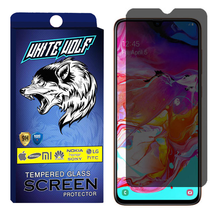 محافظ صفحه نمایش حریم شخصی وایت ولف مدل WGPS مناسب برای گوشی موبایل سامسونگ Galaxy A70