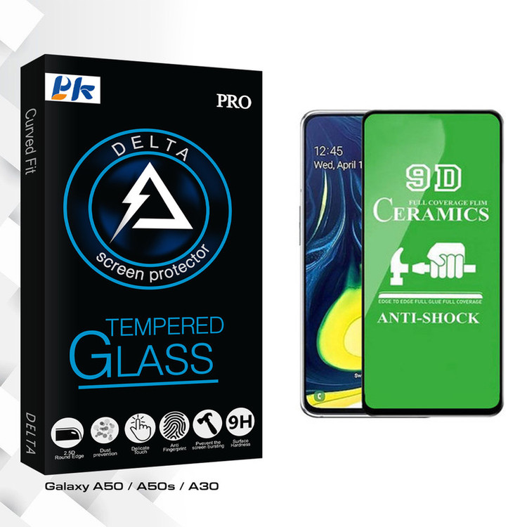 محافظ صفحه نمایش 9D پی کی مدل Delta Glass مناسب برای گوشی موبایل سامسونگ Galaxy A50 / A50s / A30