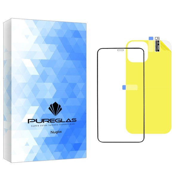 محافظ صفحه نمایش شیشه ای پیور گلس مدل NueGlas مناسب برای گوشی موبایل اپل iPhone 12 به همراه محافظ پشت گوشی