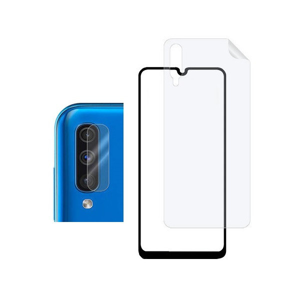 محافظ صفحه نمایش اسپایدر مدل FUL مناسب برای گوشی موبایل سامسونگ Galaxy A70 به همراه محافظ پشت گوشی و محافظ لنز دوربین
