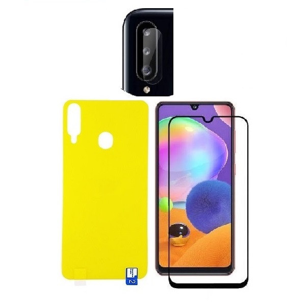 محافظ صفحه نمایش وایت ولف مدل FUL مناسب برای گوشی موبایل سامسونگ Galaxy A20s به همراه محافظ پشت گوشی و محافظ لنز دوربین