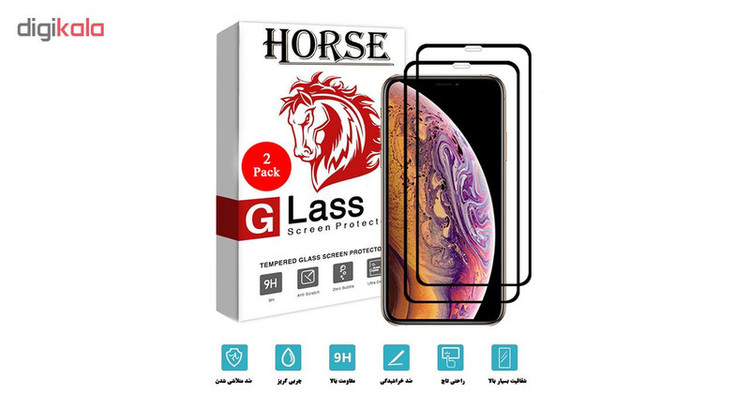 محافظ صفحه نمایش 5D هورس مدل FAG مناسب برای گوشی موبایل اپل iPhone XS بسته دو عددی