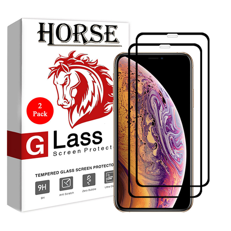 محافظ صفحه نمایش 5D هورس مدل FAG مناسب برای گوشی موبایل اپل iPhone XS بسته دو عددی