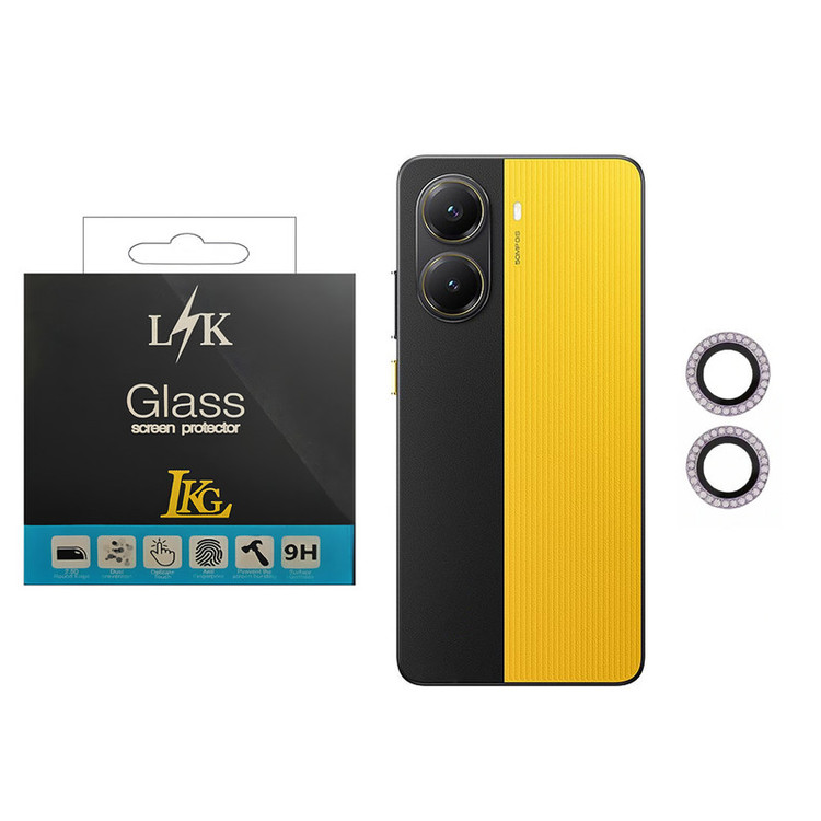 محافظ لنز دوربین ال کا جی مدل نگین دار مناسب برای گوشی موبایل شیائومی Note 14S / Poco X7 / X7 Pro 5G / M7 Pro 5G
