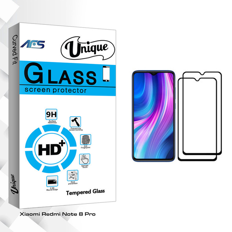 محافظ صفحه نمایش ای اف اس مدل Unique Glass مناسب برای گوشی موبایل شیائومی Redmi Note 8 Pro بسته دو عددی