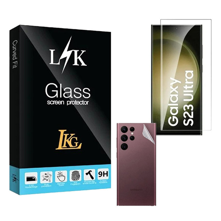 محافظ صفحه نمایش ال کا جی مدل UV مناسب برای گوشی موبایل سامسونگ Galaxy S22 Ultra 5G به همراه محافظ پشت گوشی