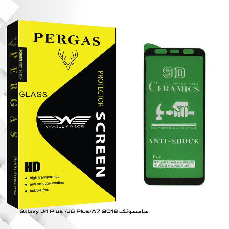 محافظ صفحه نمایش 9D وایلی نایس مدل Pergas Glass مناسب برای گوشی موبایل سامسونگ Galaxy J4 Plus/J6 Plus/A7 2018