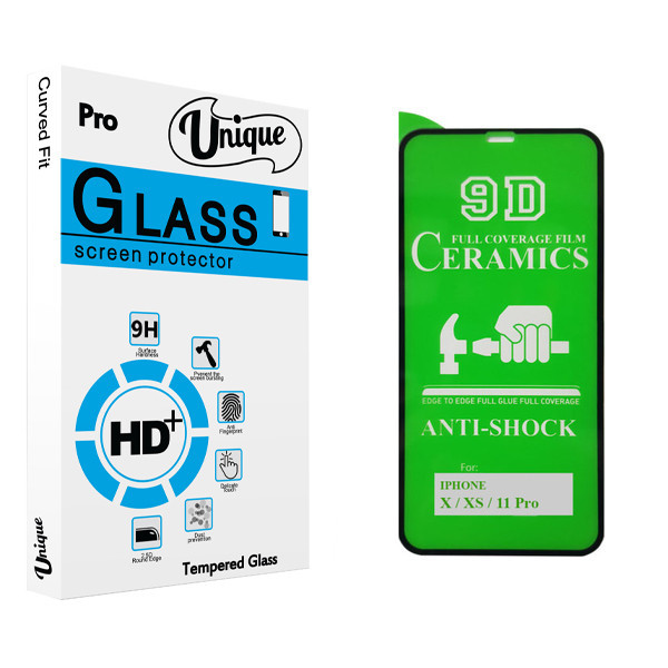 محافظ صفحه نمایش 9D یونیک مدل +Clear مناسب برای گوشی موبایل اپل iphone X / XS / 11 pro