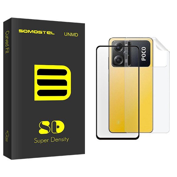 محافظ صفحه نمایش شیشه ای سوماستل مدل SD مناسب برای گوشی موبایل شیائومی Poco X5 Pro به همراه محافظ پشت گوشی