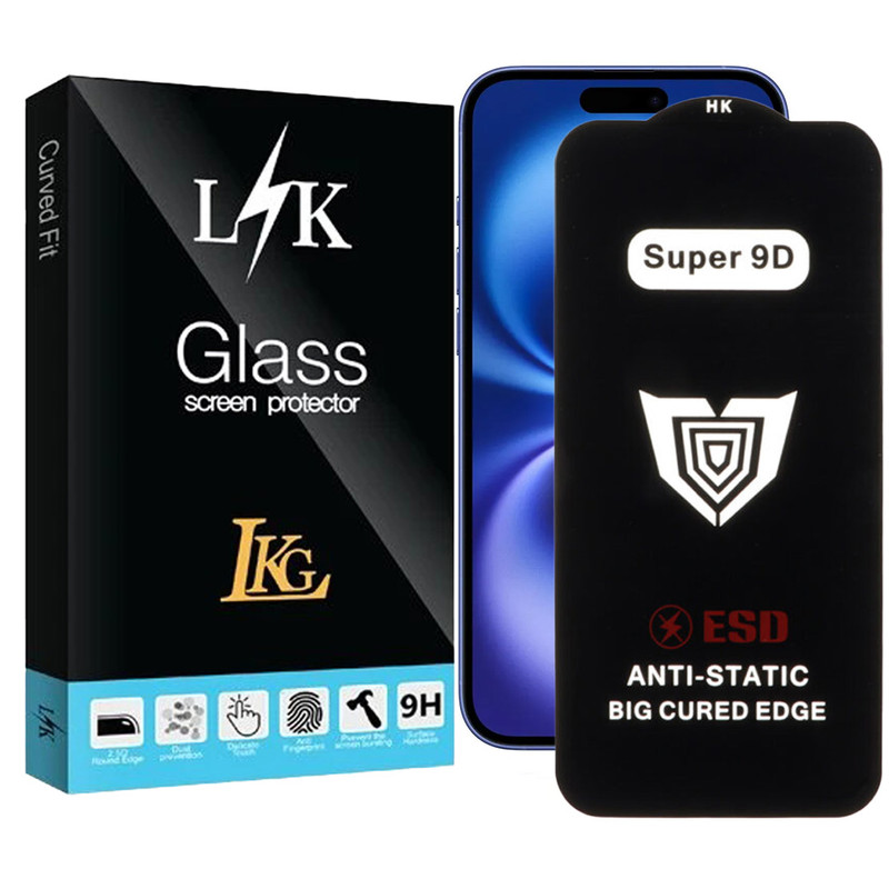 محافظ صفحه نمایش ال کا جی مدل Super 9D مناسب برای گوشی موبایل اپل iPhone 16
