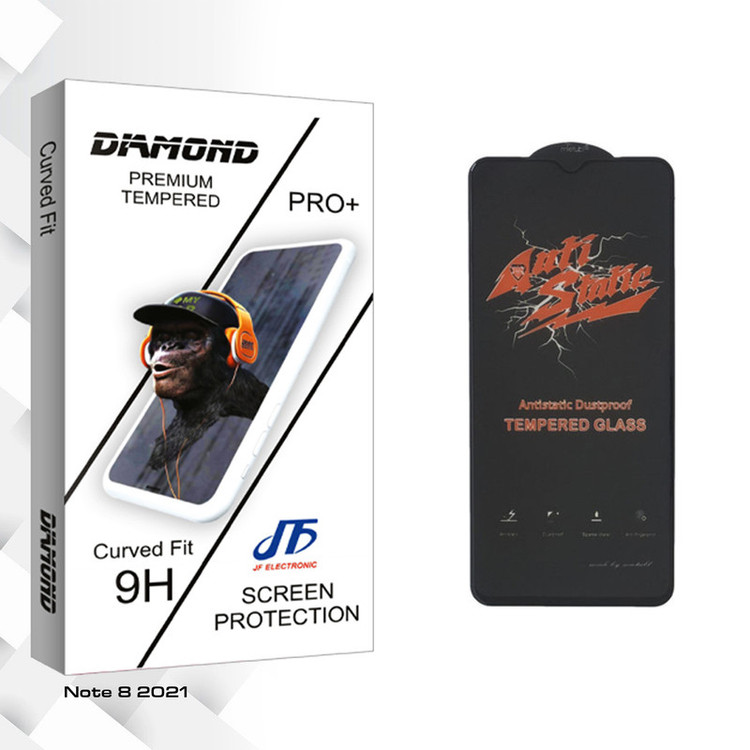 محافظ صفحه نمایش شیشه ای جی اف مدل Diamond Glass ANTI-STATIC مناسب برای گوشی موبایل شیائومی Note 8 2021