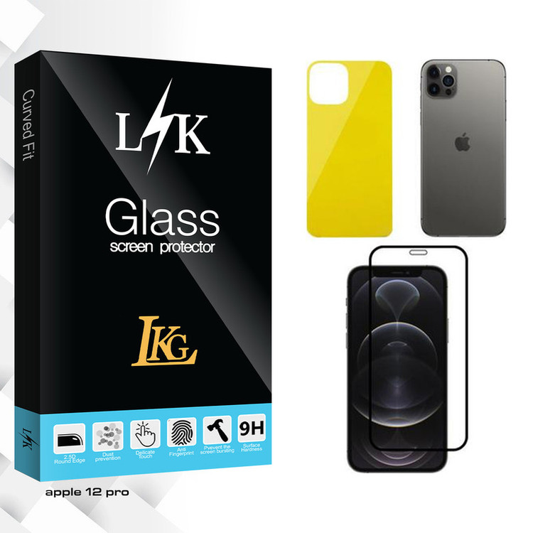 محافظ صفحه نمایش ال کا جی مدل LK مناسب برای گوشی موبایل اپل iPhone 12 Pro به همراه محافظ پشت گوشی