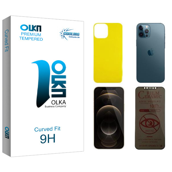 محافظ صفحه نمایش حریم شخصی کولینگ مدل Olka مناسب برای گوشی موبایل اپل iPhone 12 Pro Max  به همراه محافظ پشت گوشی