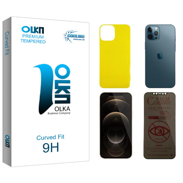محافظ صفحه نمایش حریم شخصی کولینگ مدل Olka مناسب برای گوشی موبایل اپل iPhone 12 Pro Max به همراه محافظ پشت گوشی