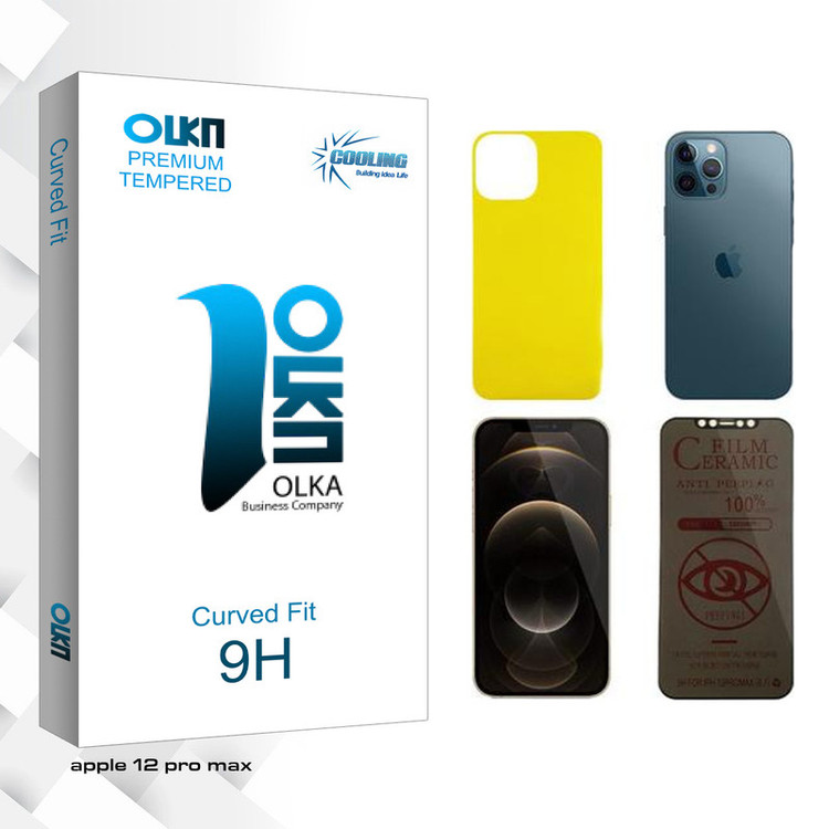 محافظ صفحه نمایش حریم شخصی کولینگ مدل Olka مناسب برای گوشی موبایل اپل iPhone 12 Pro Max به همراه محافظ پشت گوشی