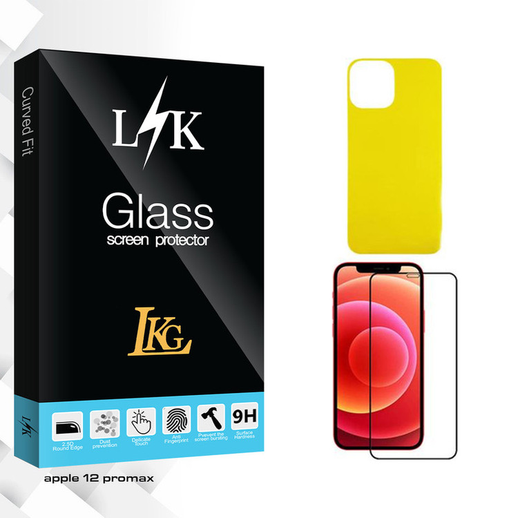 محافظ صفحه نمایش ال کا جی مدل LK مناسب برای گوشی موبایل اپل Iphone 12 ProMax به همراه محافظ پشت گوشی