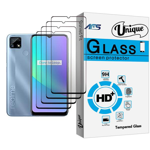 محافظ صفحه نمایش ای اف اس مدل Unique Glass MIX004 مناسب برای گوشی موبایل ریلمی C25 بسته چهار عددی