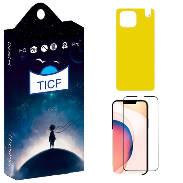 محافظ صفحه نمایش تی ای سی اف مدل TE+ مناسب برای گوشی موبایل اپل IPHONE 13/13PRO به همراه محافظ پشت گوشی