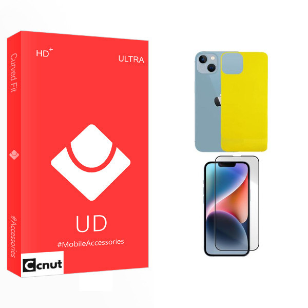 محافظ صفحه نمایش شیشه ای کوکونات مدل UD مناسب برای گوشی موبایل اپل iPhone 14 Plus به همراه محافظ پشت گوشی