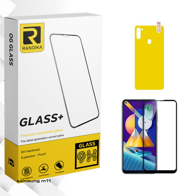 محافظ صفحه نمایش شیشه ای راندیکا مدل Randika مناسب برای گوشی موبایل سامسونگ Galaxy M11 به همراه محافظ پشت گوشی