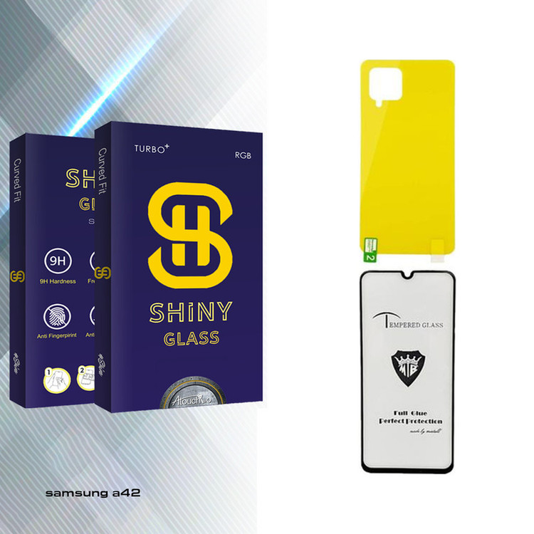 محافظ صفحه نمایش شیشه ای آتوچبو مدل Shiny MTB مناسب برای گوشی موبایل سامسونگ GALAXY A42 به همراه محافظ پشت گوشی
