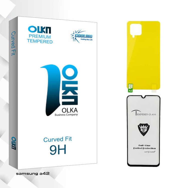 محافظ صفحه نمایش شیشه ای کولینگ مدل Olka MTB مناسب برای گوشی موبایل سامسونگ GALAXY A42 به همراه محافظ پشت گوشی