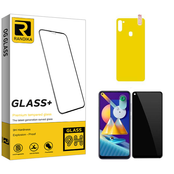 محافظ صفحه نمایش سرامیکی حریم شخصی راندیکا مدل Randika  مناسب برای گوشی موبایل سامسونگ Galaxy M11  به همراه محافظ پشت گوشی