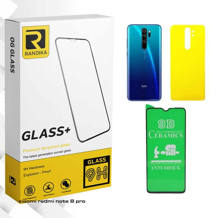 محافظ صفحه نمایش سرامیکی راندیکا مدل Randika مناسب برای گوشی موبایل شیائومی Redmi Note 8 Pro به همراه محافظ پشت گوشی