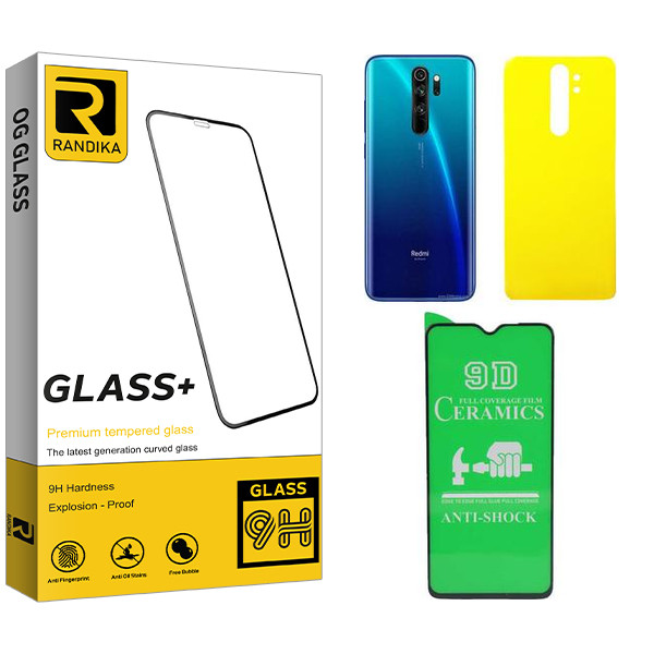 محافظ صفحه نمایش سرامیکی راندیکا مدل Randika  مناسب برای گوشی موبایل شیائومی Redmi Note 8 Pro  به همراه محافظ پشت گوشی