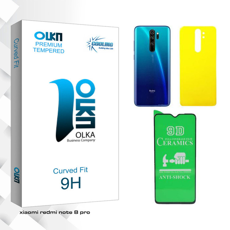 محافظ صفحه نمایش سرامیکی کولینگ مدل Olka مناسب برای گوشی موبایل شیائومی Redmi Note 8 Pro به همراه محافظ پشت گوشی