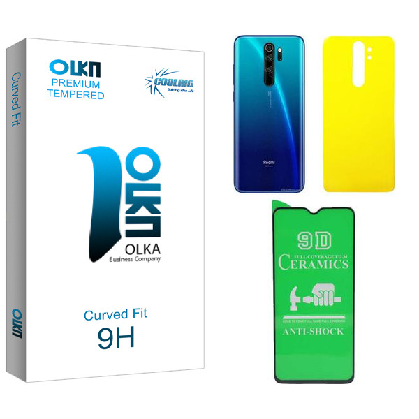 محافظ صفحه نمایش سرامیکی کولینگ مدل Olka  مناسب برای گوشی موبایل شیائومی Redmi Note 8 Pro  به همراه محافظ پشت گوشی