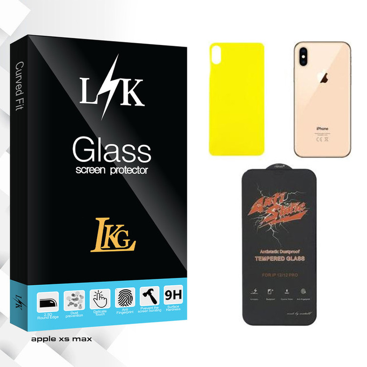 محافظ صفحه نمایش ال کا جی مدل LK ANTI-STATIC مناسب برای گوشی موبایل اپل iPhone XS MAX به همراه محافظ پشت گوشی