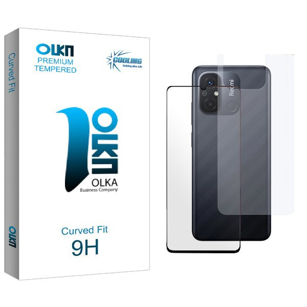 محافظ صفحه نمایش شیشه ای کولینگ مدل Olka مناسب برای گوشی موبایل شیائومی Redmi 12c به همراه محافظ پشت گوشی