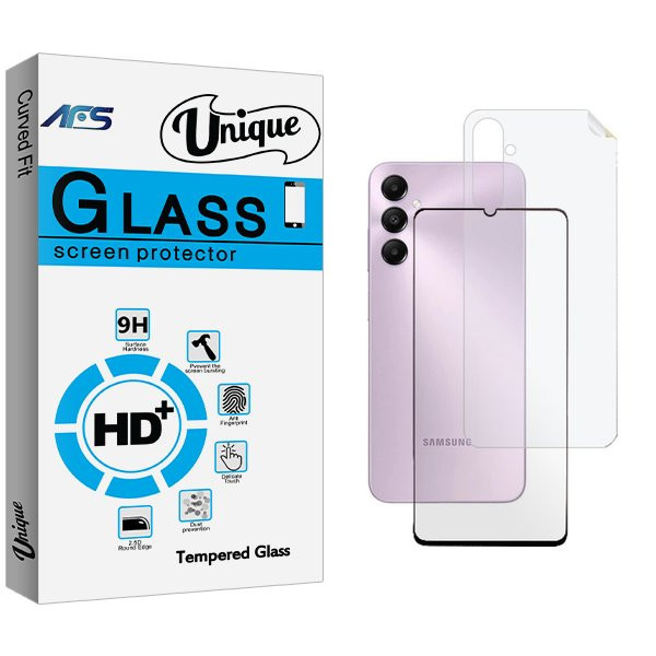 محافظ صفحه نمایش شیشه ای ای اف اس مدل Unique مناسب برای گوشی موبایل سامسونگ Galaxy A15 به همراه محافظ پشت گوشی