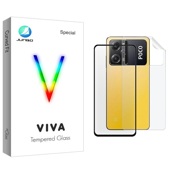 محافظ صفحه نمایش شیشه ای جانبو مدل Viva مناسب برای گوشی موبایل شیائومی Poco X5 Pro به همراه محافظ پشت گوشی