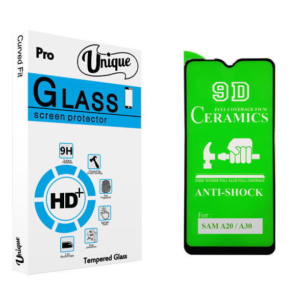 محافظ صفحه نمایش 9D یونیک مدل +Clear مناسب برای گوشی موبایل سامسونگ Galaxy A20 / A30