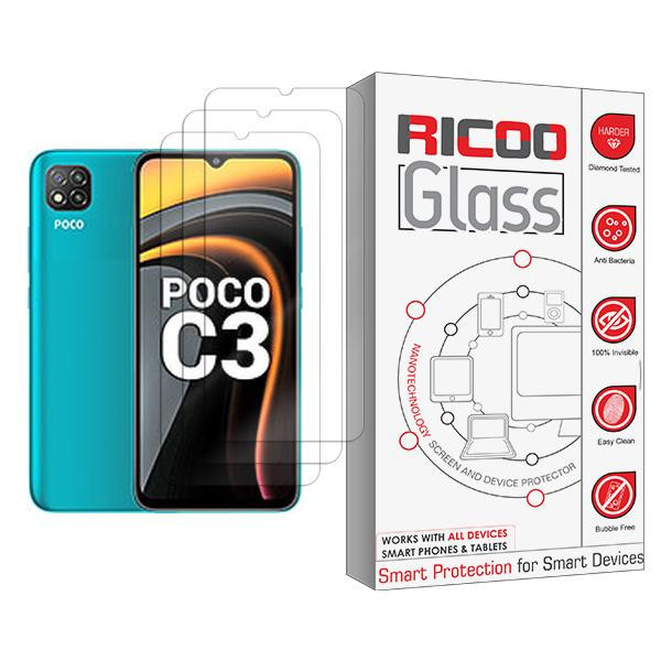محافظ صفحه نمایش ریکو مدل Glass MIX003 مناسب برای گوشی موبایل شیائومی Poco C3 بسته سه عددی