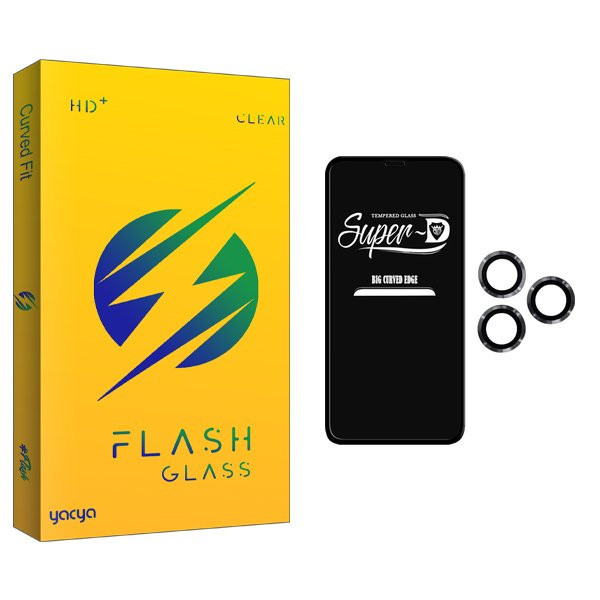 محافظ صفحه نمایش یاکیا مدل Yac SuperD مناسب برای گوشی موبایل اپل iPhone 12 Pro Max به همراه محافظ لنز گوشی