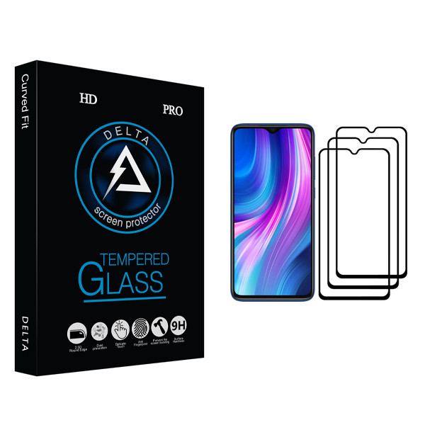 محافظ صفحه نمایش دلتا مدل HD مناسب برای گوشی موبایل شیائومی Redmi Note 8 Pro بسته سه عددی