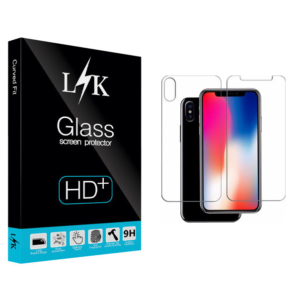 محافظ صفحه نمایش و پشت گوشی ال کی مدل +HD مناسب برای گوشی موبایل اپل iphone X