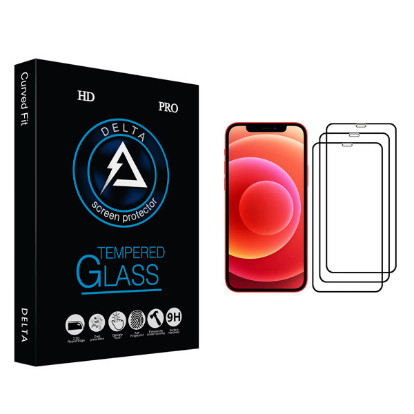 محافظ صفحه نمایش دلتا مدل HD مناسب برای گوشی موبایل اپل iPhone 12 Pro بسته سه عددی